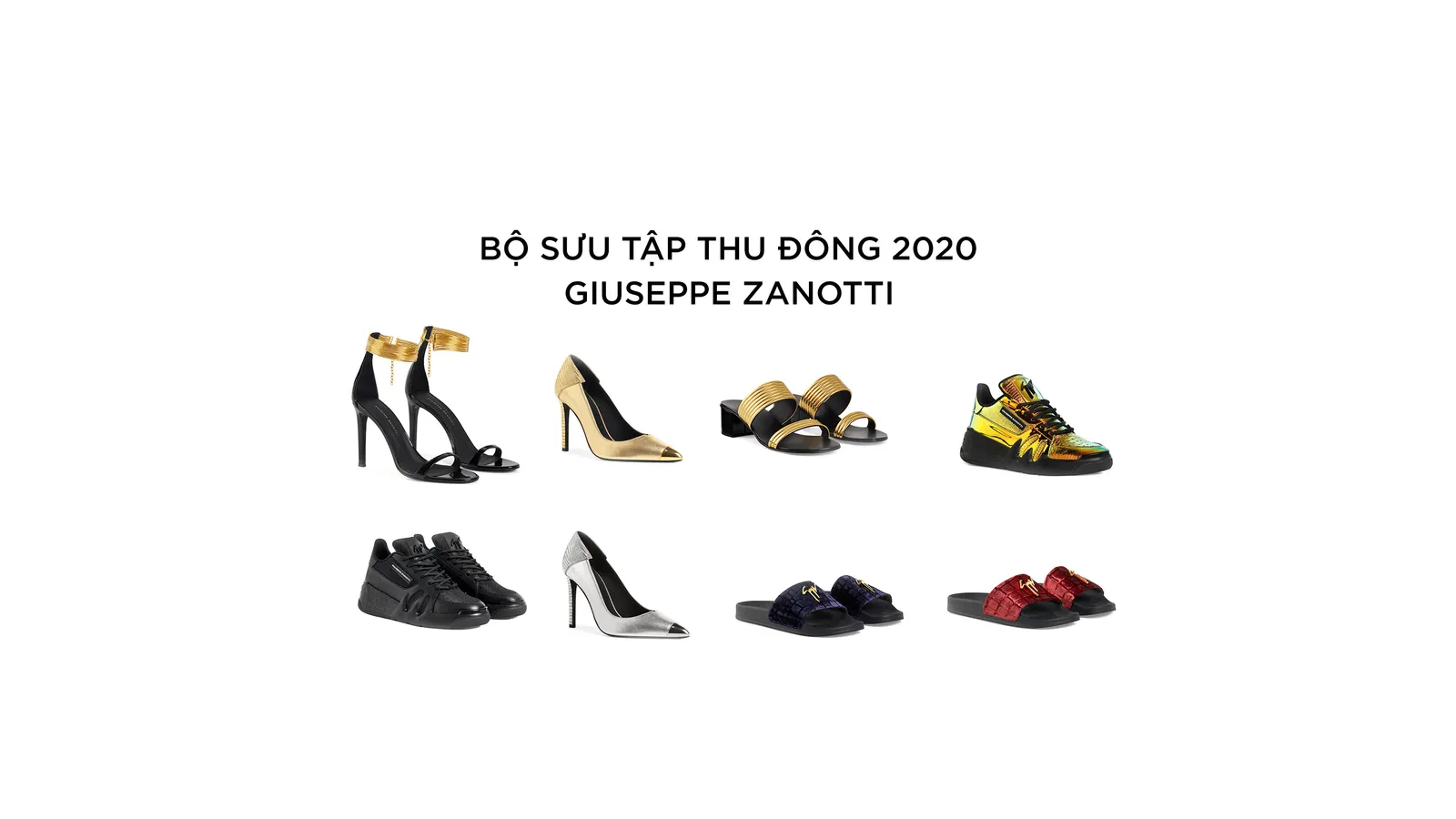 Ánh kim rực rỡ trong Bộ Sưu Tập Thu Đông 2020 của nhà mốt Giuseppe Zanotti