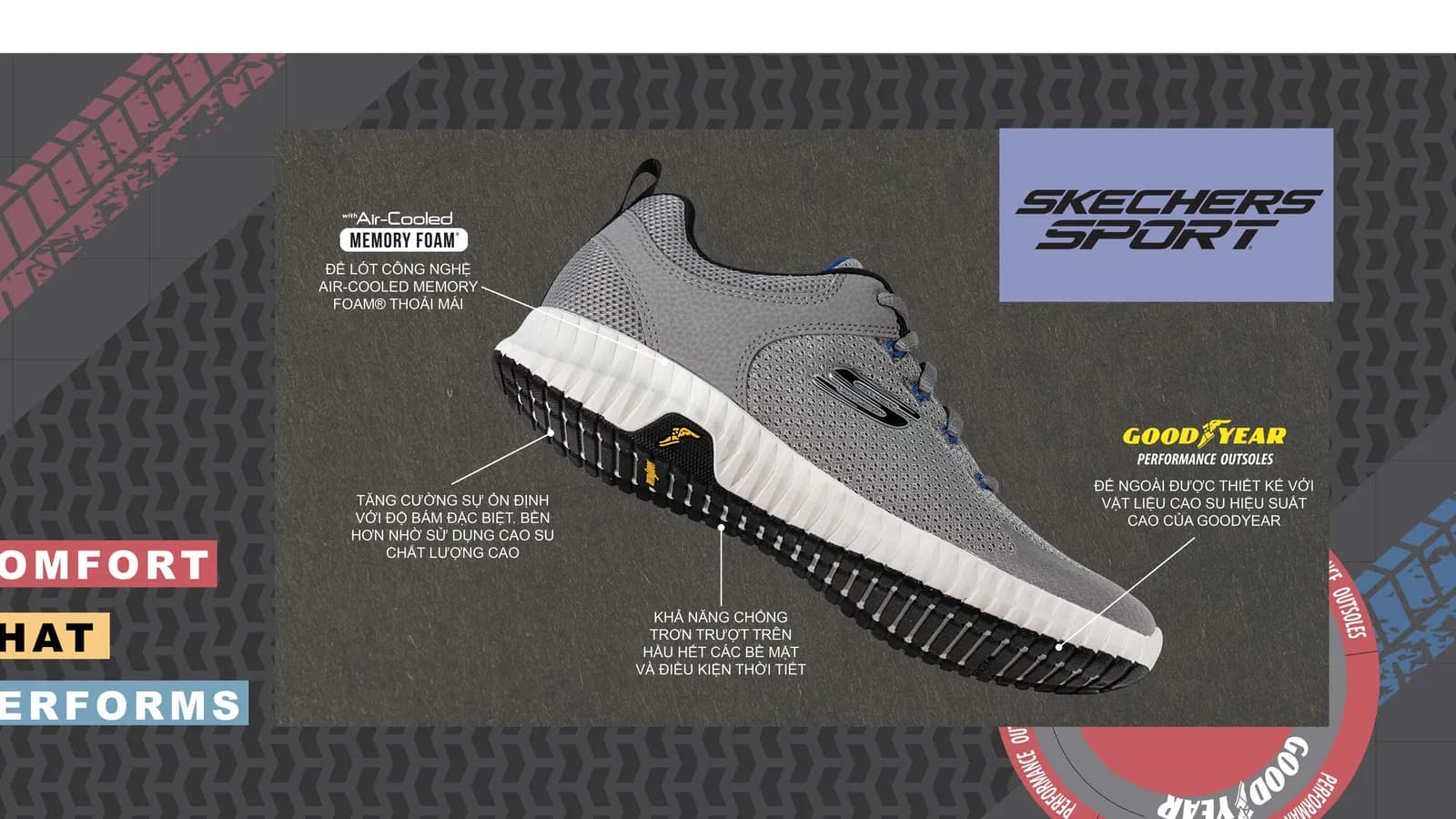 Skechers đưa công nghệ cao su chất lượng của Goodyear vào đế giày