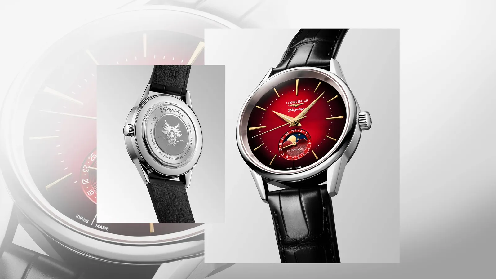 Longines khai xuân 2024 với phiên bản giới hạn Heritage Flagship Moonphase Year of the Dragon